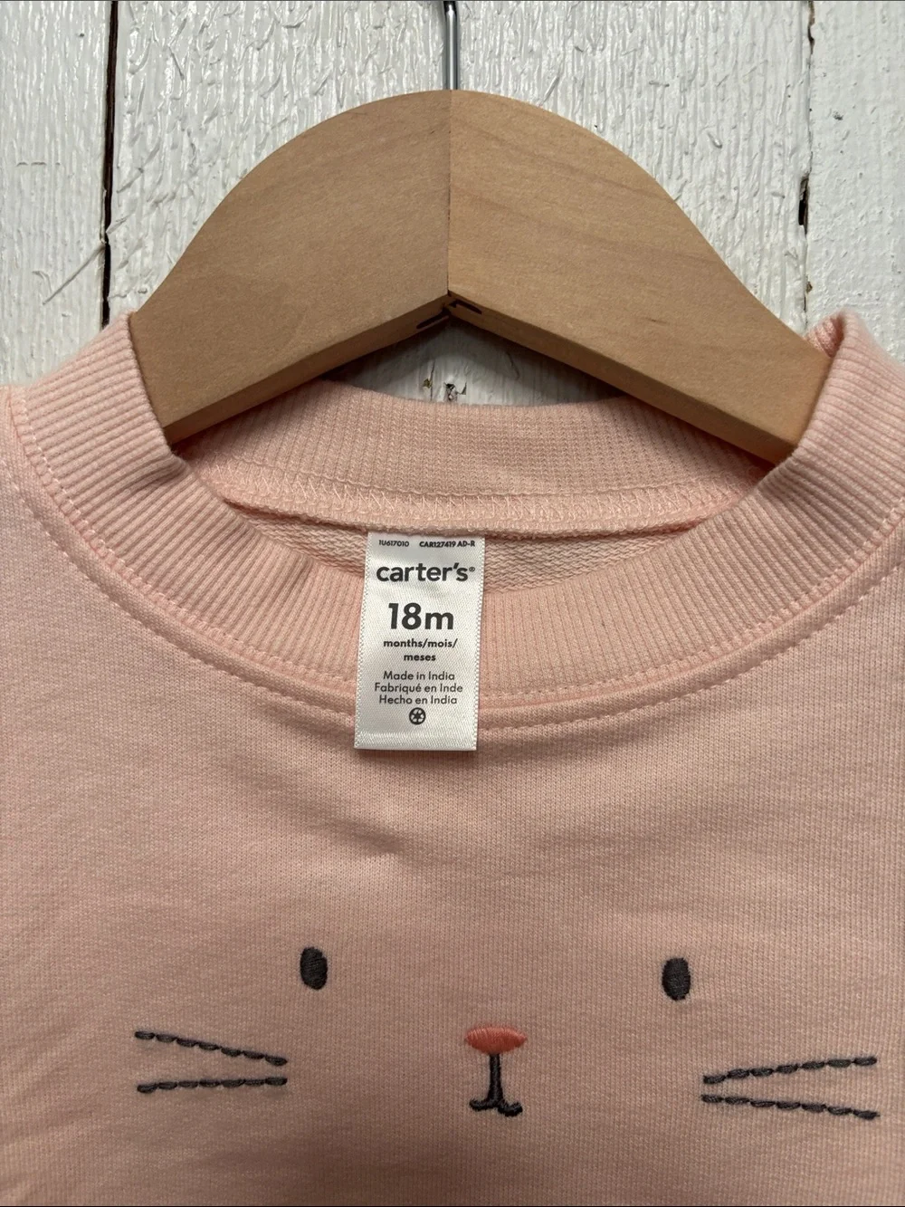 Carter's Baby Girls Bunny Face Long Sleeve Bodysuit NWT 18 Months All Cotton
